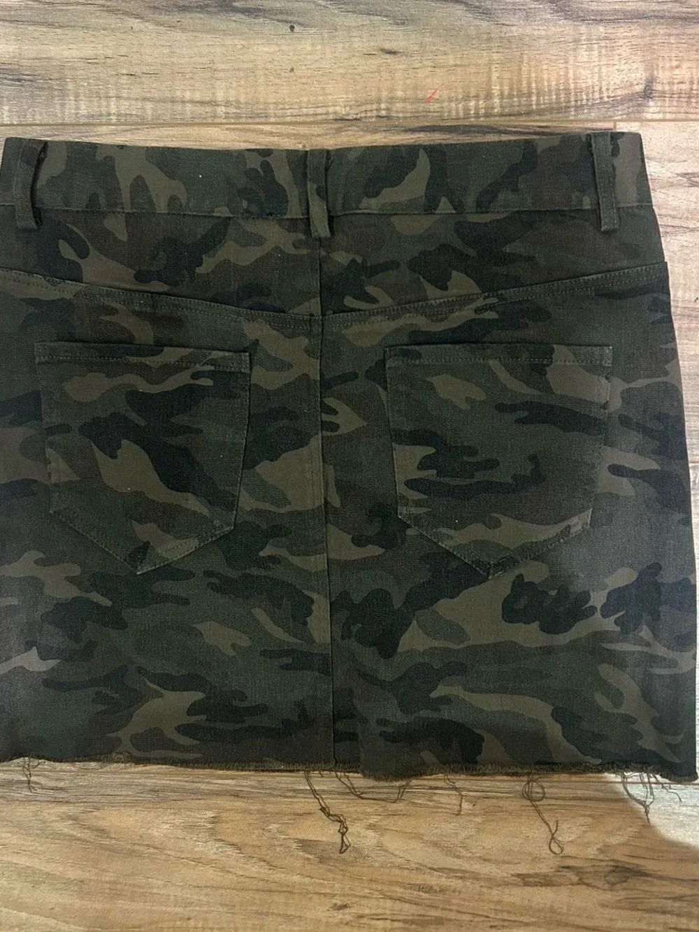 Olivaceous Green and Black Camo Mini Skirt